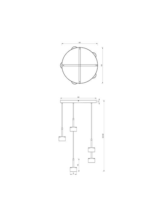 Milagro Arena Suspendat Candelabru pentru 5 Becuri GX53 Negru