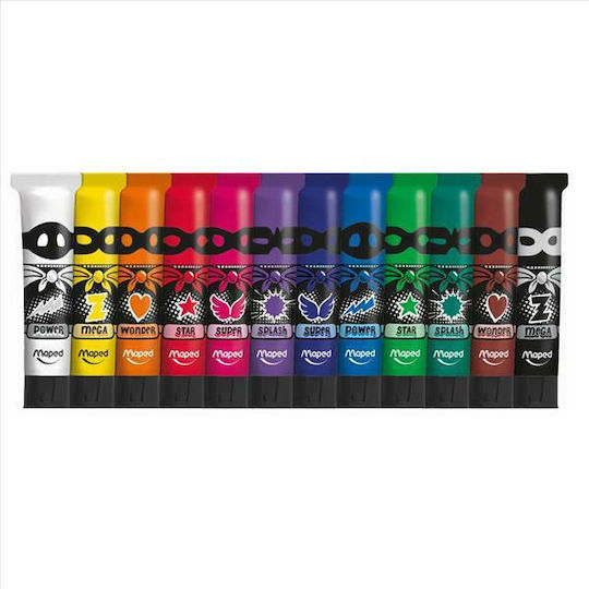 Maped Super Pigmentend Mega Quality Tempera de Pictură Cutie de hârtie în Tubular 12ml 12buc