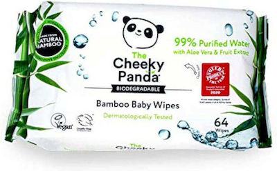 The Cheeky Panda Hypoallergenic Baby Wipes with 99% Water, without Fragrance with Aloe Vera 64pcs