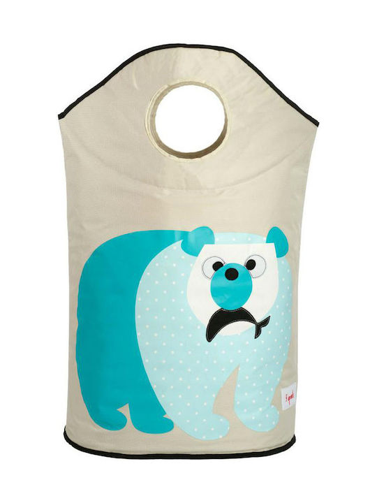 3 Sprouts Kinder Wäschekorb aus Stoff Polar Bear Türkis 50x29x57cm 1Stück