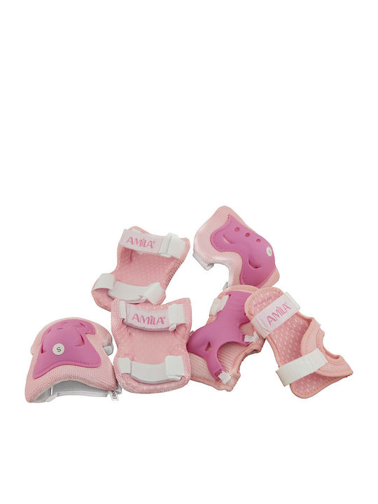 AMILA Children's Protective Gear Set for Rollers Pink Large