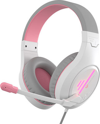 Meetion HP021 Over Ear Gaming Headset with Connection 3.5mm / USB White/Pink