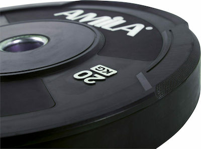 Amila Black Δίσκος Ολυμπιακού Τύπου Λαστιχένιος 1 x 20kg Φ50mm