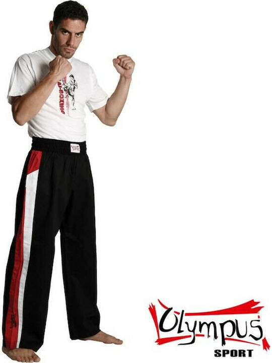 Olympus Sport Trousers Cotton Ενηλίκων / Παιδικό Παντελόνι Kick Boxing Μαύρο