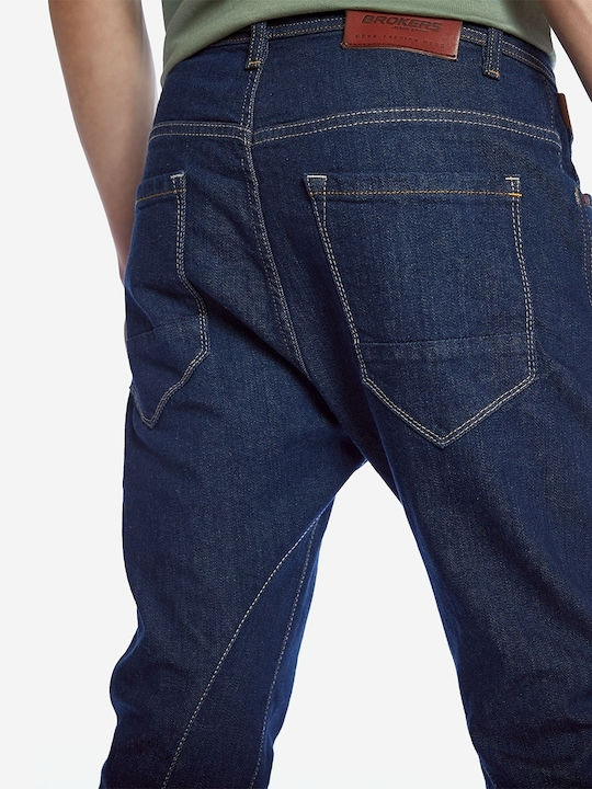 Men's Jeans Pants Elastic with Slim Fit Navy Blue