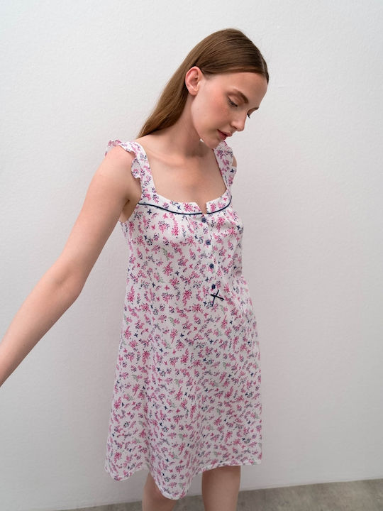 Vamp Sommer Damen Nachthemd Weiß