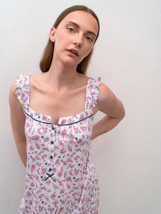 Vamp Sommer Damen Nachthemd Weiß