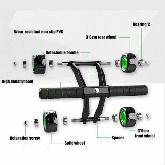 Abdominal Wheel Black with Anti-Slip Handles