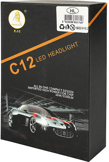 Auto Gs Λάμπες Αυτοκινήτου HB4-9006 LED 6000K Ψυχρό Λευκό 12V / 24V 36W 2τμχ