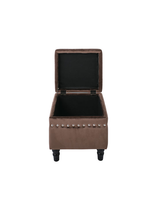 Stool For Living Room Upholstered with Fabric Loko Brown Velure 37x37x40cm