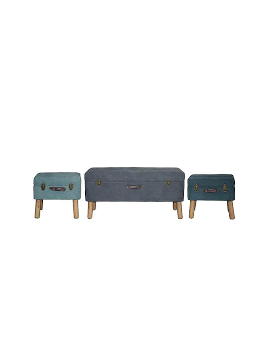 Stool For Living Room Upholstered with Velvet Babus Set Grey Mint Grey - Mint 3pcs 100x50x50cm