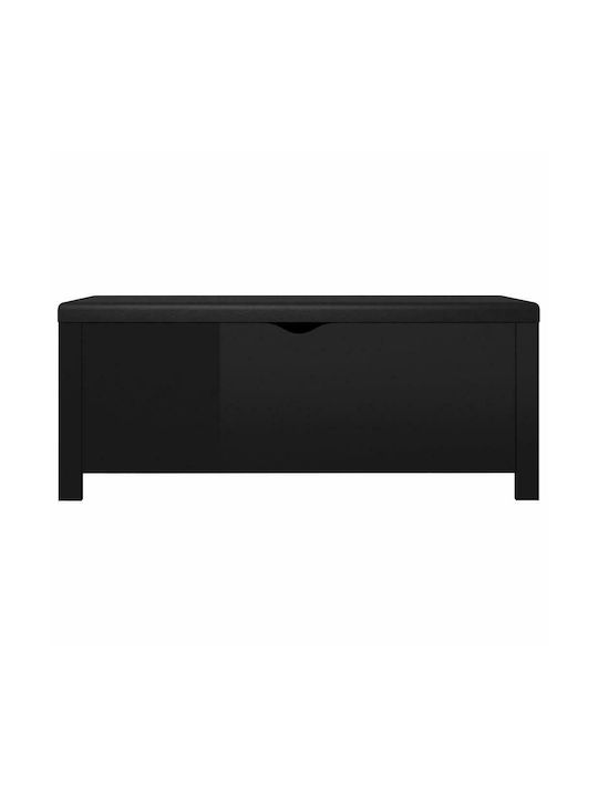 Stool Bench Stool With Storage Space Wooden Black Velvet-Black Metal 105x40x45cm