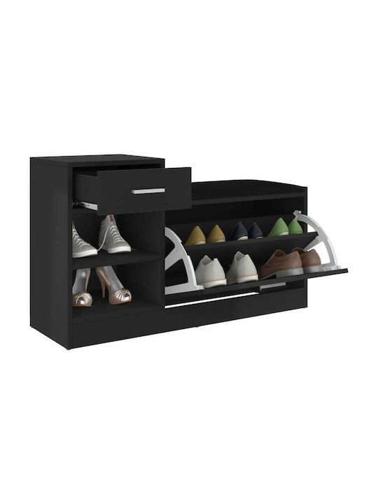 Wooden Shoe Organizer with 4 Shelves Black 94.5x31x57cm