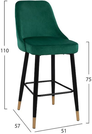 Stool Bar with Backrest Upholstered with Velvet Paige Cypress 2pcs 51x57x110cm