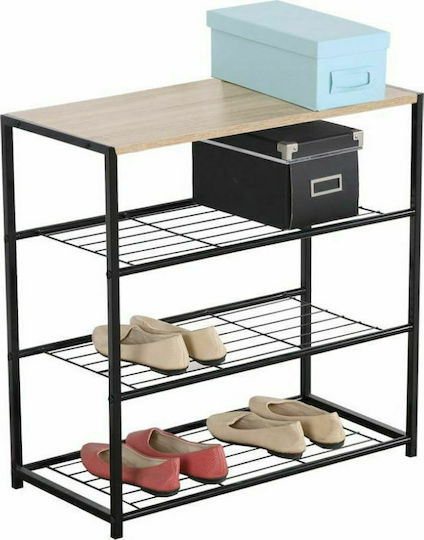 Μεταλλική με 3 Ράφια Μαύρο / Φυσικό 63x30x63cm Ε-3294 Μεταλλική με 3 Ράφια Μαύρο / Φυσικό 63x30x63cm Ε-3294