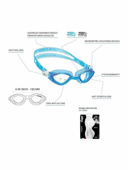 CressiSub Fox Swimming Goggles Adults with Anti-fog Lenses White
