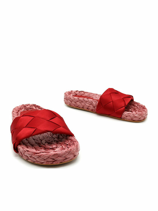Leder Flache Sandalen für Damen in Rot Farbe