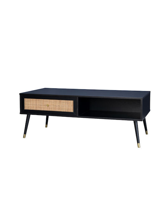 Rectangular Central Coffee Table Vienna Wooden Black M120xL59xH45cm