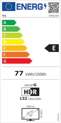 TCL Smart Τηλεόραση 65" 4K UHD LED 65P615 HDR (2020) 65P615