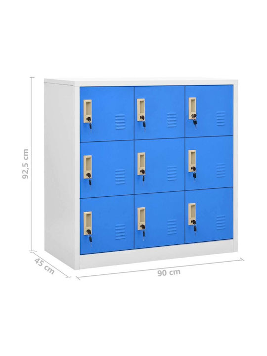 Metallischer Schließfach mit Verriegelungsfunktion mit 9 Außenschränke offen Grau / Blau 90x45x92,5cm