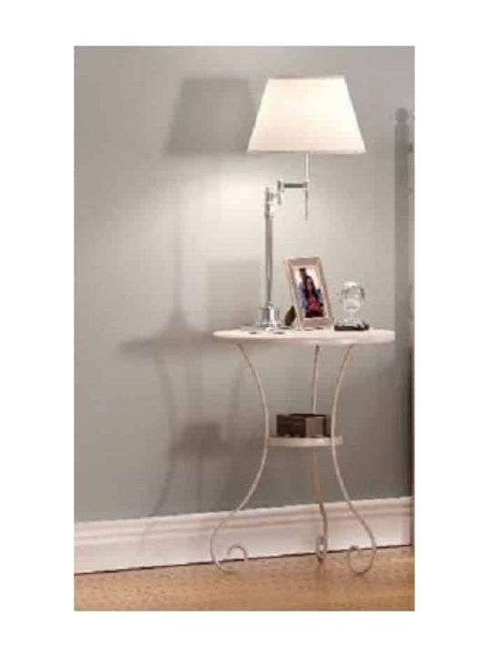 Metallic Bedside Table Ecru 45x45x56cm