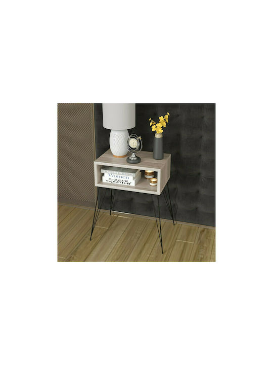 Κομοδίνο Naida Ξύλινο Ivory - Black 45x30x59cm