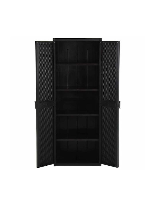 Doppelflügeliger Außenschrank aus Polypropylen mit 4 Regalen Schwarz 65x45x172cm