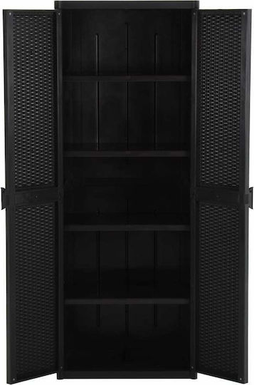 Doppelflügeliger Außenschrank aus Polypropylen mit 4 Regalen Schwarz 65x45x172cm