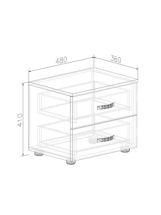 Μπρούνο Wooden Bedside Table 48x36x41cm