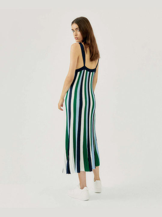 Silvian Heach Ferroty Summer Midi Dress Blue/Green/White