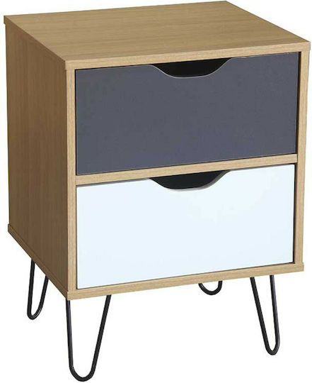 Κομοδίνο Artic Ξύλινο Sonoma / Γκρι / Λευκό 45x39x59.5cm