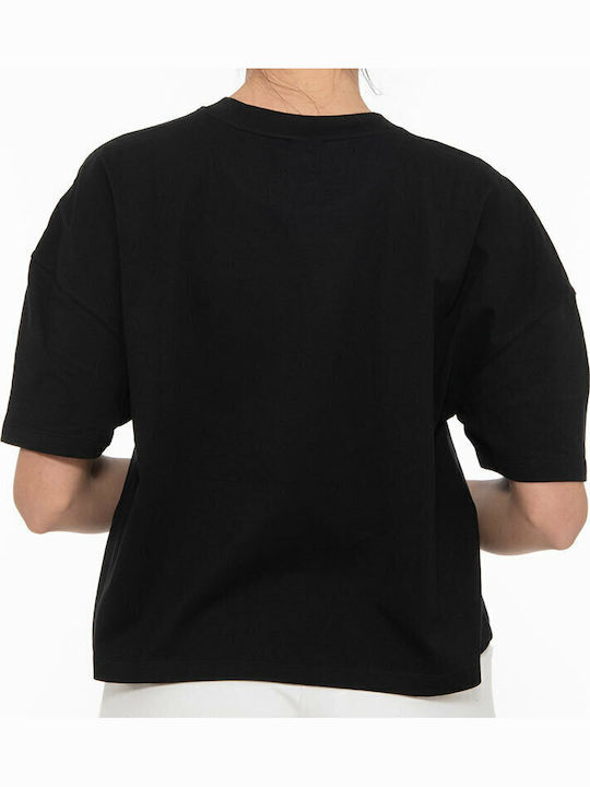 Damen Sportlich Crop T-Shirt Schwarz
