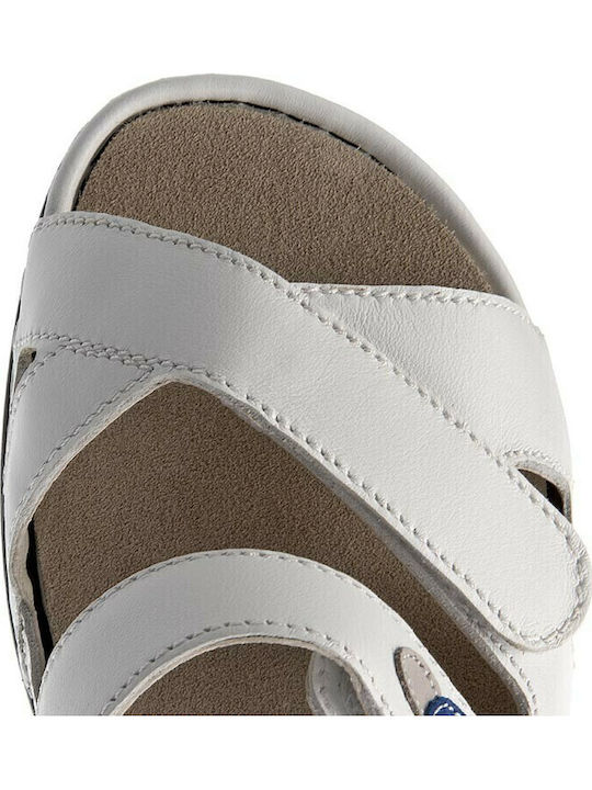 Felia Leather Women's Flat Sandals Anatomic in White Color