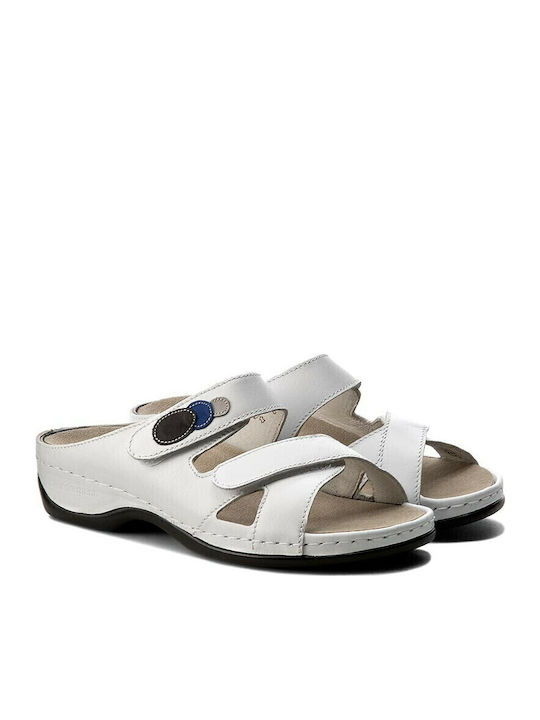 Felia Leather Women's Flat Sandals Anatomic in White Color