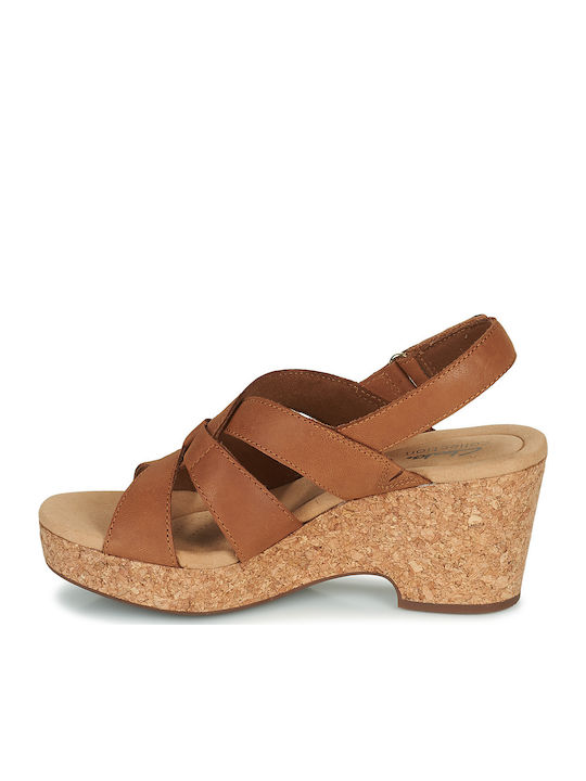 Giselle Beach Wedges Δερμάτινα Πέδιλα Ανατομικά Tan