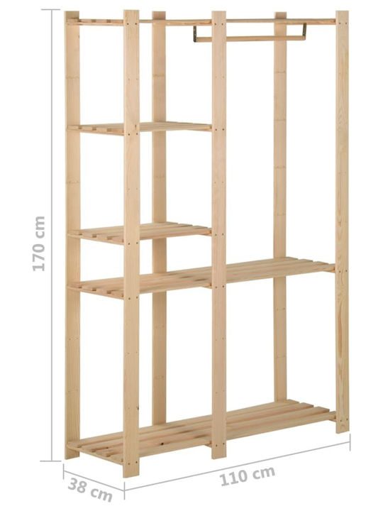 vidaXL Floor Garment Rack made of Wood Beige 110x38x170cm