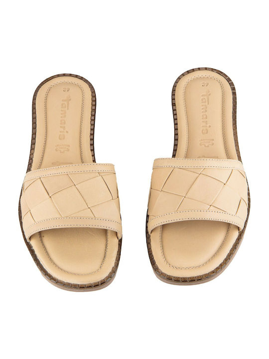 Leather Women's Flat Sandals Anatomic in Beige Color