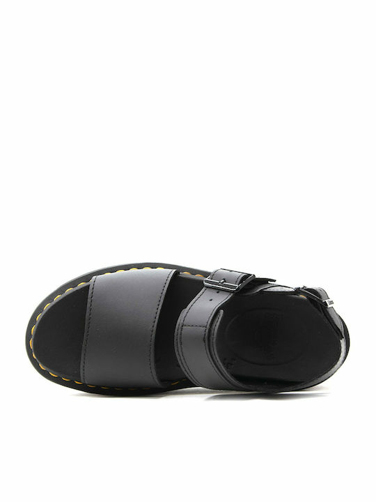 Voss Quad Δερμάτινα Γυναικεία Σανδάλια Flatforms Μαύρα