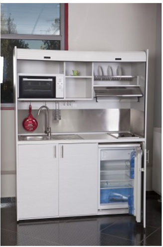 Silver ΚΣ140 Kitchenette with Right Sink Bowl 140x65x204cm Beige