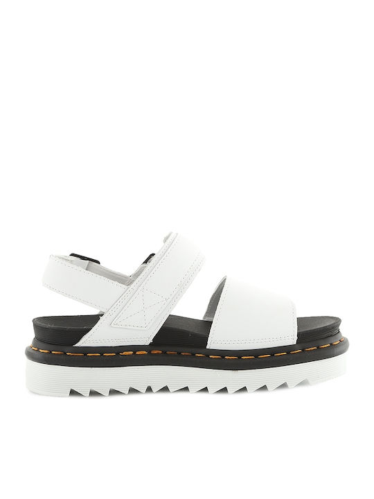 Voss Leather Women's Flat Sandals Flatforms in White Color