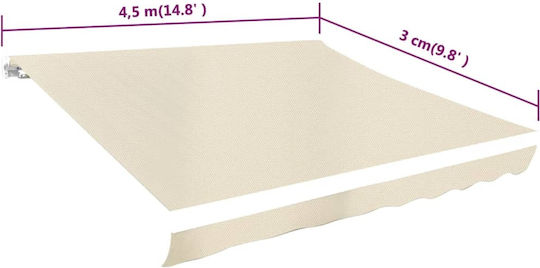 vidaXL Replacement Awning Ecru with PU Coating 3x4.5m