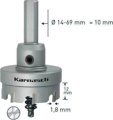 Karnasch Hole Saw Set Carbide with Diameter 25mm for Metal and Plastic με Οδηγό