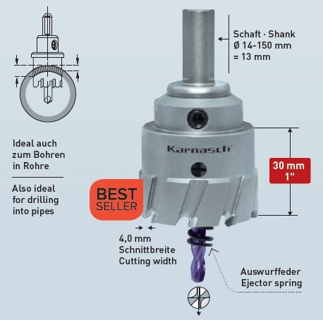 Karnasch Hole Saw Powermax with Guide for Metal and Plastic 1500gr