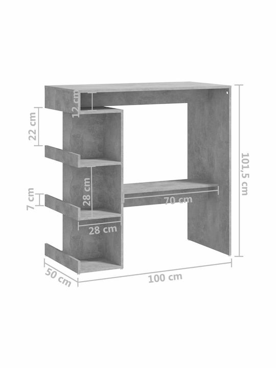 Τραπέζι Μπαρ Ξύλινο Γρκί 100x50x101.5εκ.