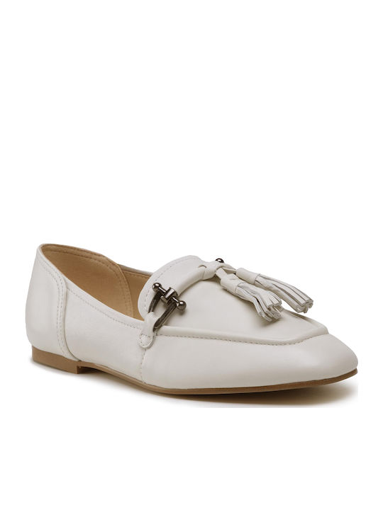 Clarks Tassel2 Leather Women's Loafers in White Color