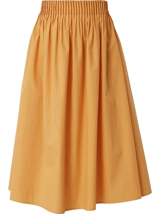 Red Label High-waisted Midi Skirt Orange