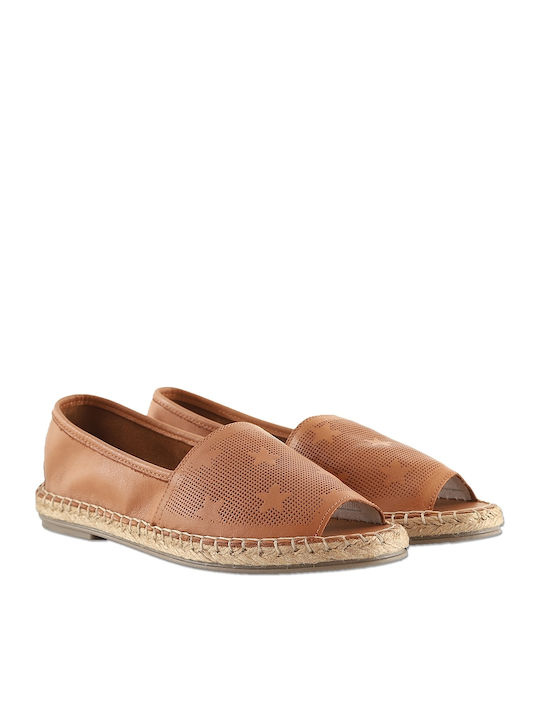 Women's Leather Espadrilles Tabac Brown 98148 10-019