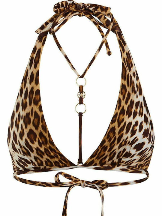 Triangle Bikini Top Brown Animal Print