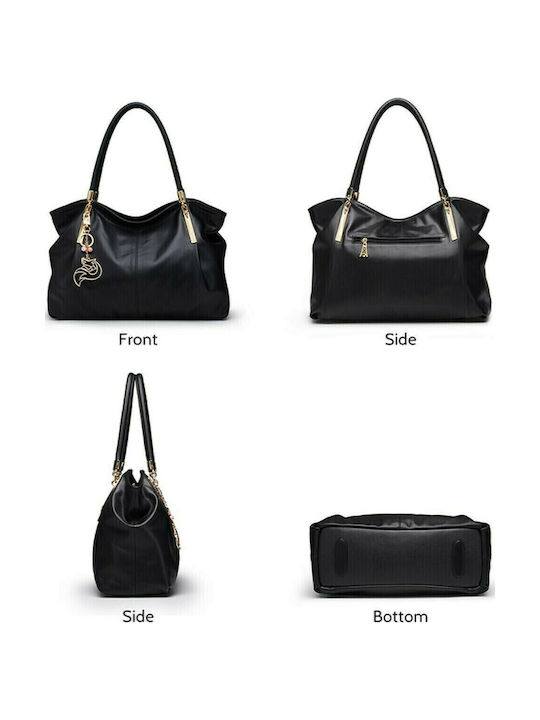 Leather Women's Bag Shopper Shoulder Black