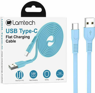 Lamtech Flat USB 2.0 Cable USB-C male - USB-A male Blue 1m (LAM111832)